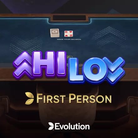 Official Table Games logo: First Person Hi Lo by Evolution at Cleobetra Casino