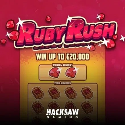 Official Lottery logo: Ruby Rush by Hacksaw Gaming at Cleobetra Casino